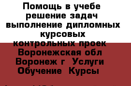 Помощь в учебе: решение задач, выполнение дипломных, курсовых, контрольных проек - Воронежская обл., Воронеж г. Услуги » Обучение. Курсы   